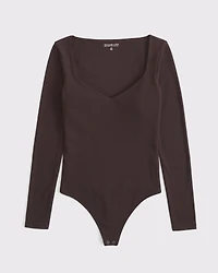 Bra-Free Cotton-Blend Seamless Fabric Deep-V Bodysuit