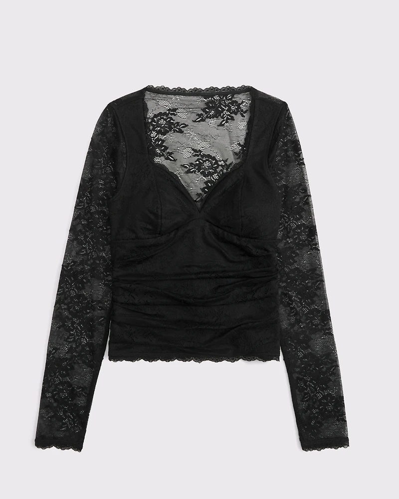 A&F Zoe Bra-Free Long-Sleeve Lace Top