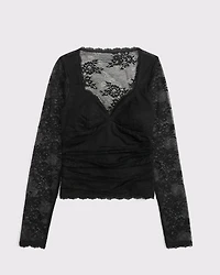 A&F Zoe Bra-Free Long-Sleeve Lace Top