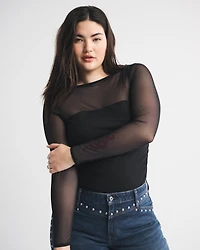 Bra-Free Long-Sleeve Open-Back Hardware Bodysuit