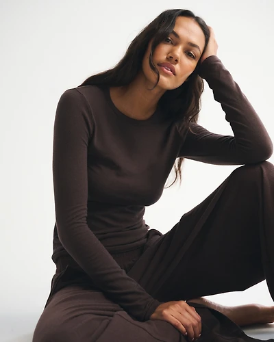 Long-Sleeve Cozy Lounge Knit Tee