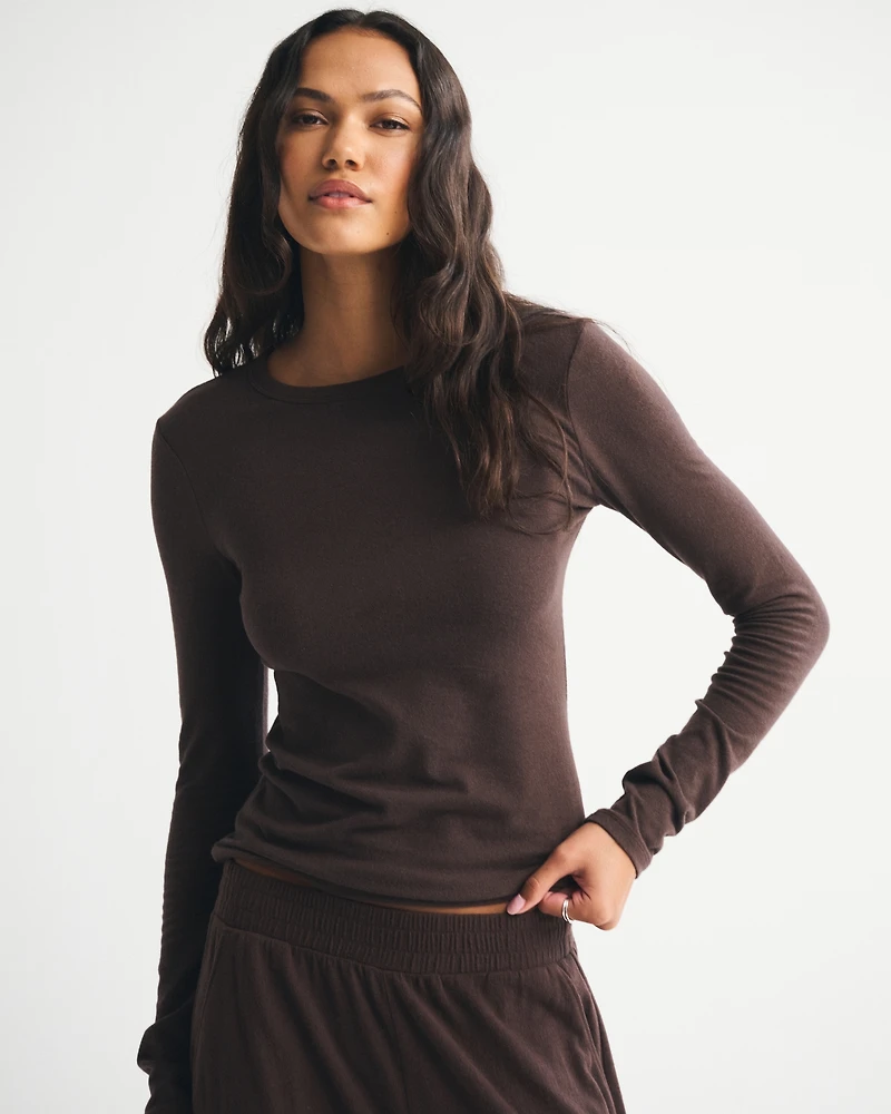 Long-Sleeve Cozy Lounge Knit Tee