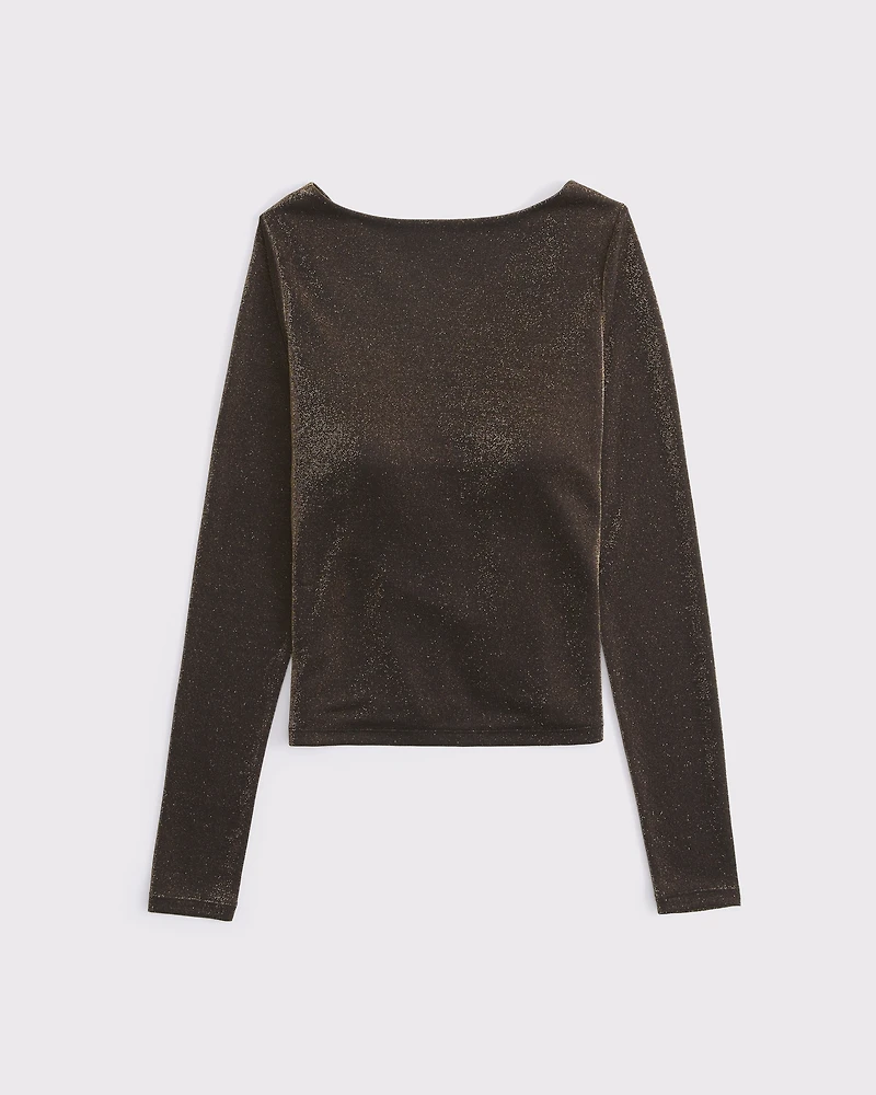 Bra-Free Lurex Cowl-Back Hardware Top