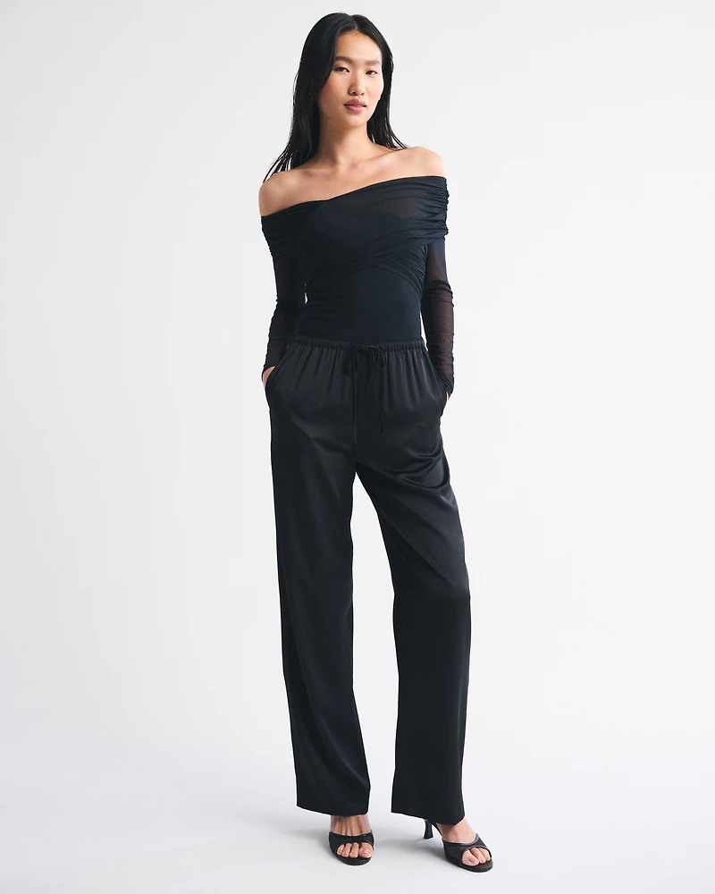 Long-Sleeve Asymmetrical Wrap Bodysuit