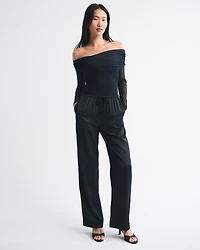 Long-Sleeve Asymmetrical Wrap Bodysuit