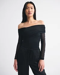 Long-Sleeve Asymmetrical Wrap Bodysuit