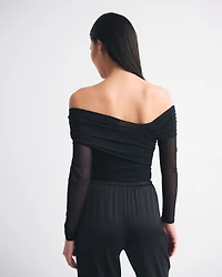 Long-Sleeve Asymmetrical Wrap Bodysuit