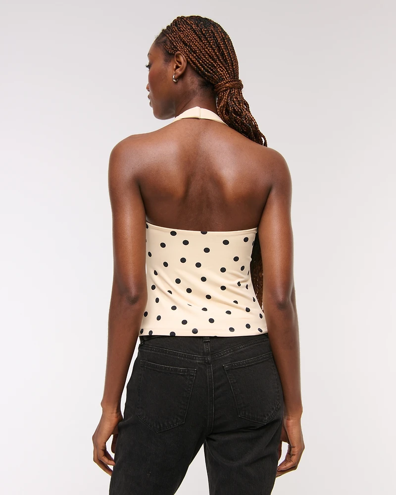 Bra-Free Twist Halter Cutout Top