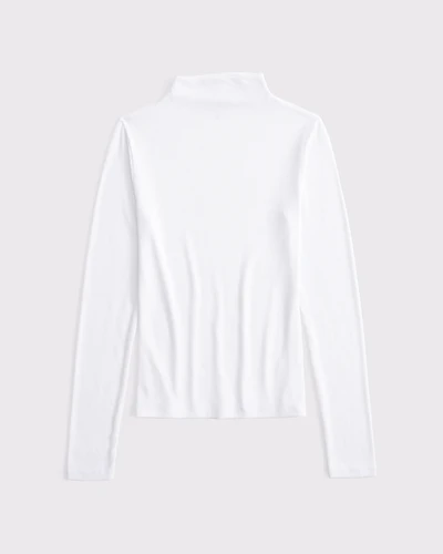 Long-Sleeve Rib Mockneck Top