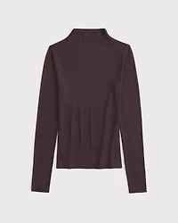 Long-Sleeve Rib Mockneck Top