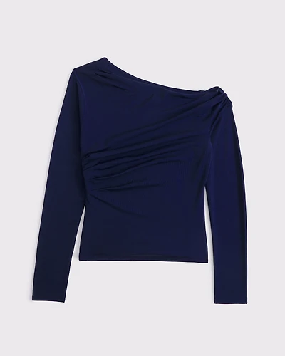 Long-Sleeve Asymmetrical Draped Top