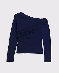 Long-Sleeve Asymmetrical Draped Top