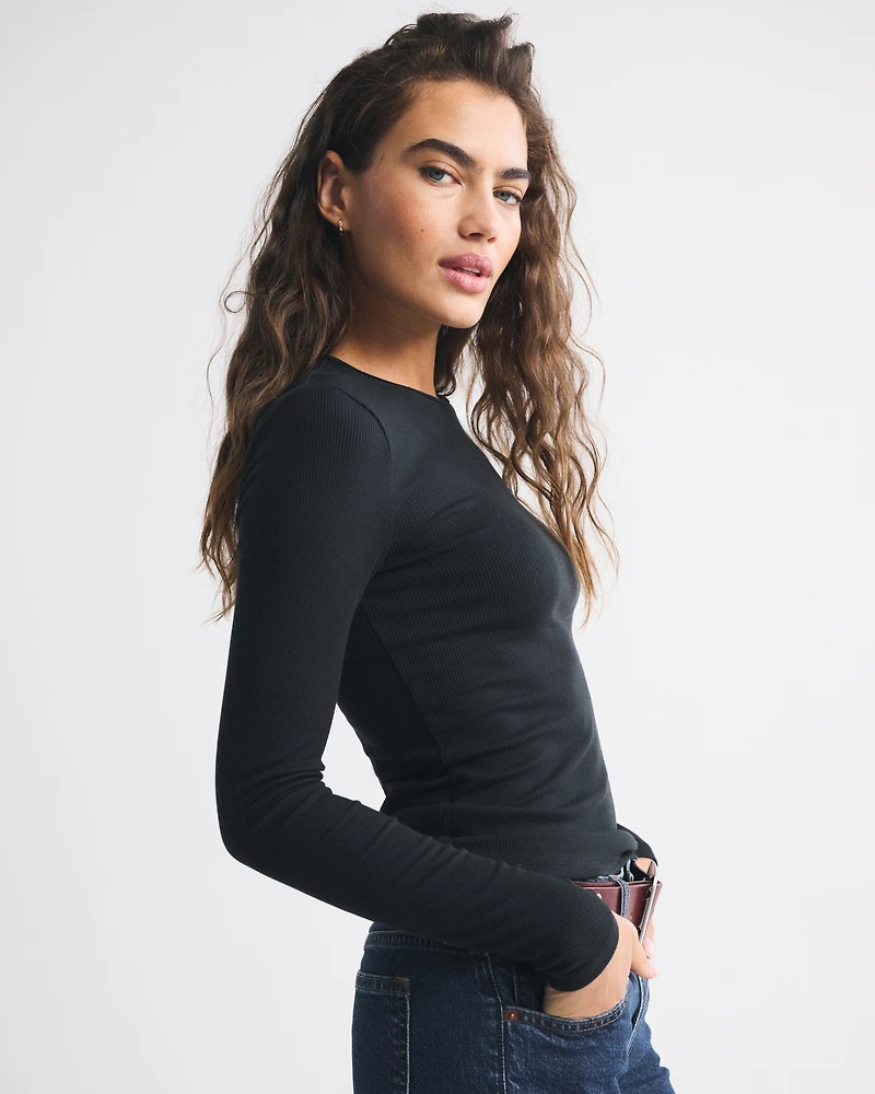 Long-Sleeve Featherweight Rib Baby Tee