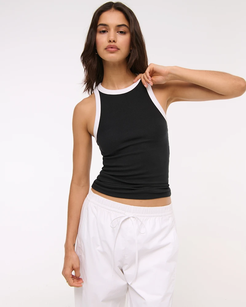 Essential Tuckable High-Neck Rib Tank