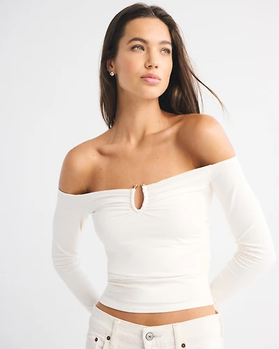 Bra-Free Off-The-Shoulder Hardware Top