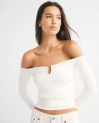 Bra-Free Off-The-Shoulder Hardware Top