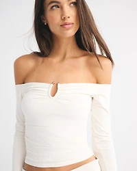 Bra-Free Off-The-Shoulder Hardware Top