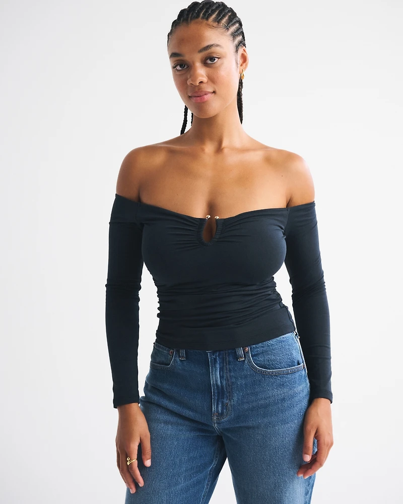 Bra-Free Off-The-Shoulder Hardware Top