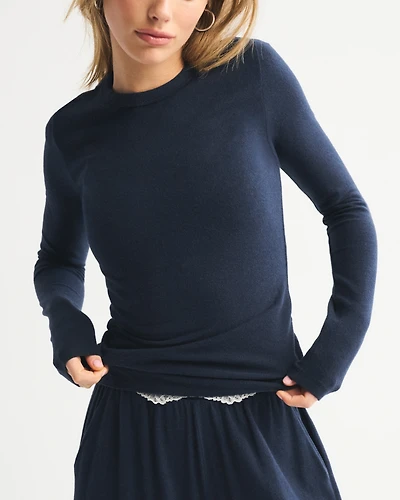 Long-Sleeve Cozy Lounge Knit Tee