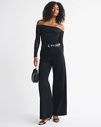 Bra-Free Off-The-Shoulder Long-Sleeve Top