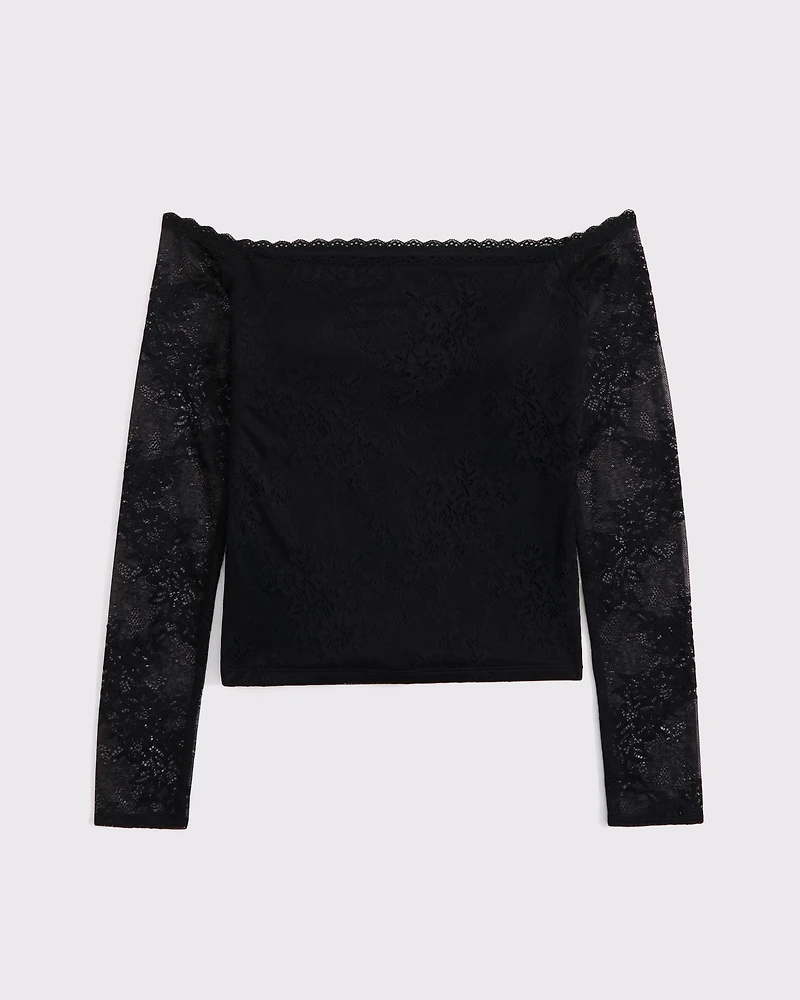 Bra-Free Off-The-Shoulder Long-Sleeve Top