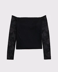 Bra-Free Off-The-Shoulder Long-Sleeve Top