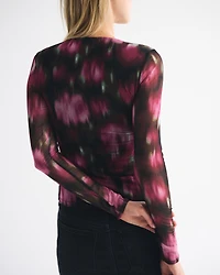 Bra-Free Long-Sleeve Twist Cutout Top