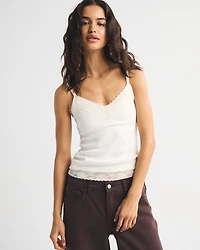 Bra-Free Lace-Trim Rib Cami