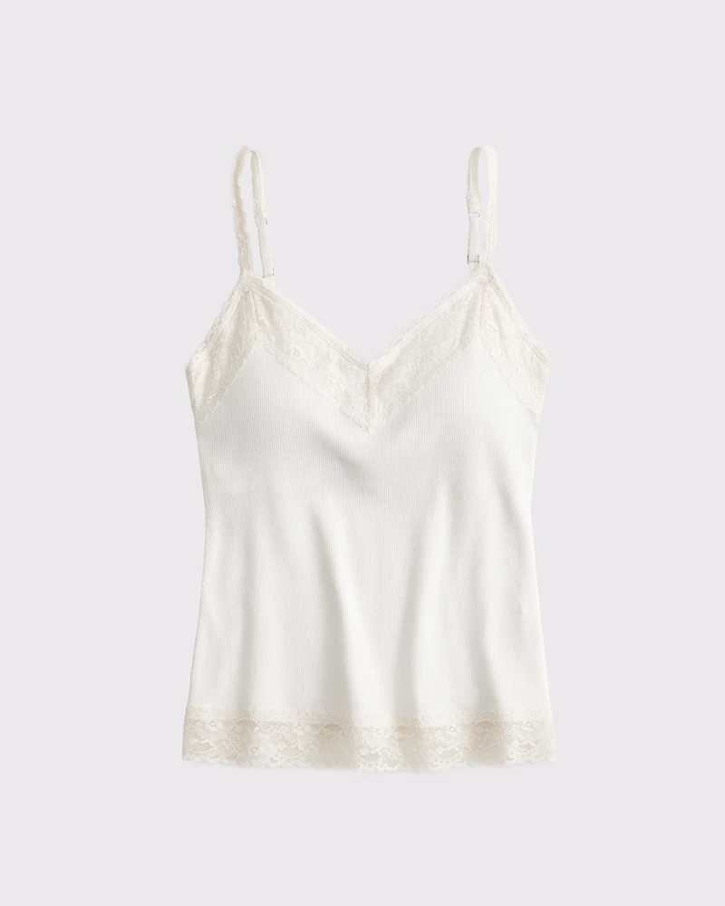 Lace-Trim Rib Cami