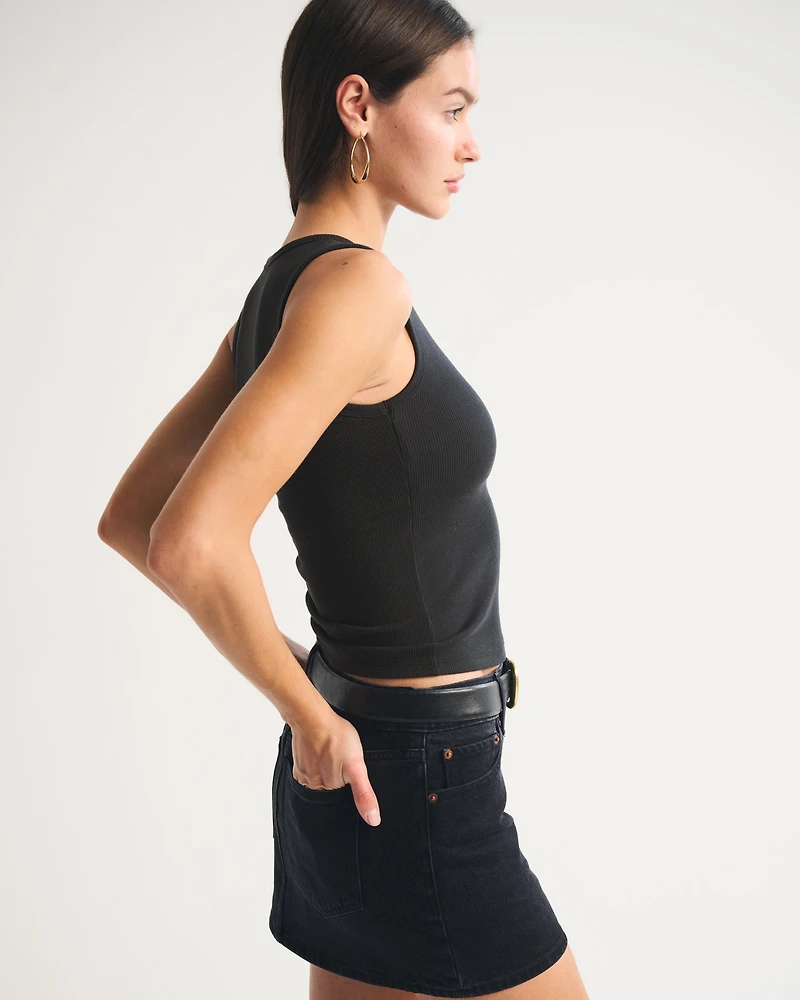 Bra-Free Rib High-Neck Tank