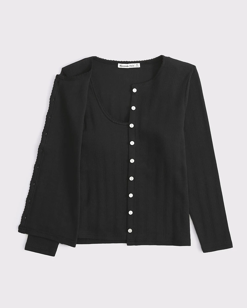 Bra-Free Pointelle Cardigan Tank Set