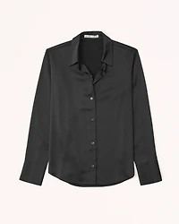 Long-Sleeve Satin Button-Up Shirt