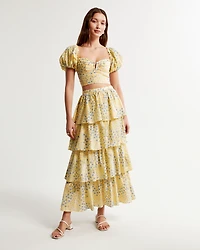 Drama Puff Sleeve Sweetheart Set Top