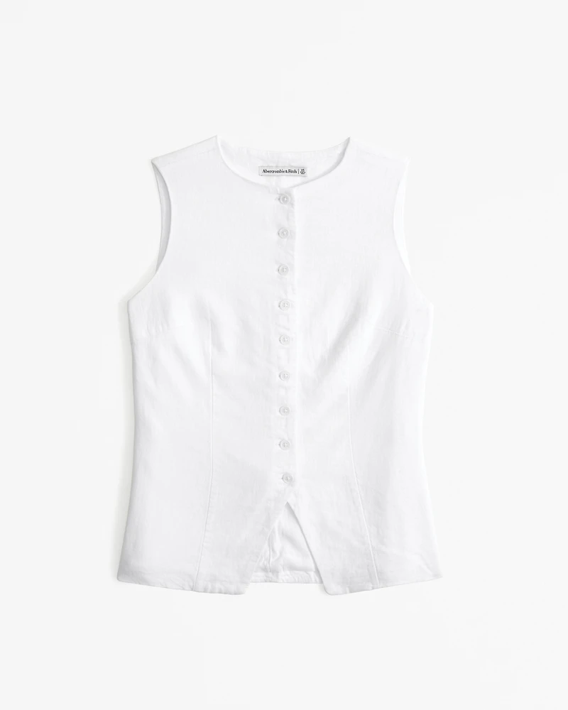 The A&F Mara Linen-Blend Button-Through Vest