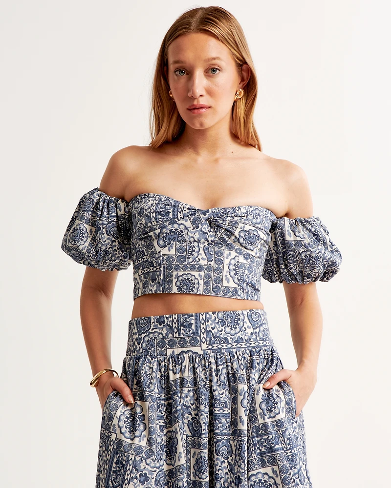 Poplin Off-The-Shoulder Set Top