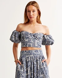 Poplin Off-The-Shoulder Set Top