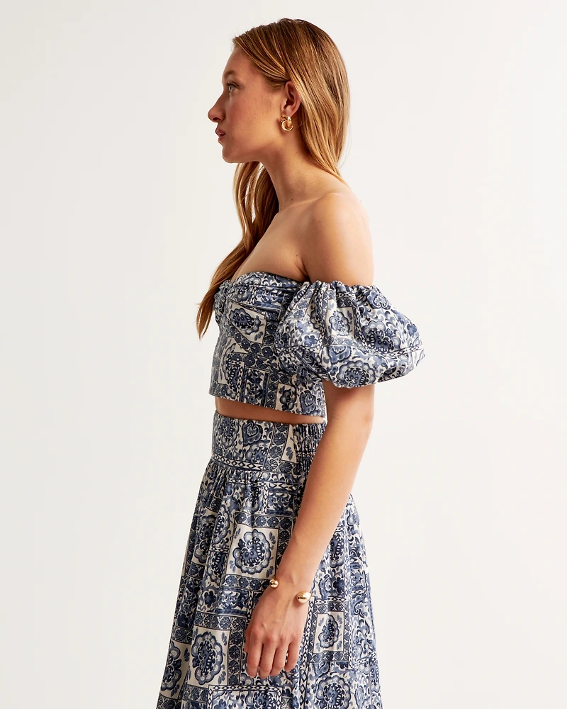 Poplin Off-The-Shoulder Set Top