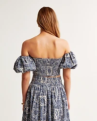 Poplin Off-The-Shoulder Set Top