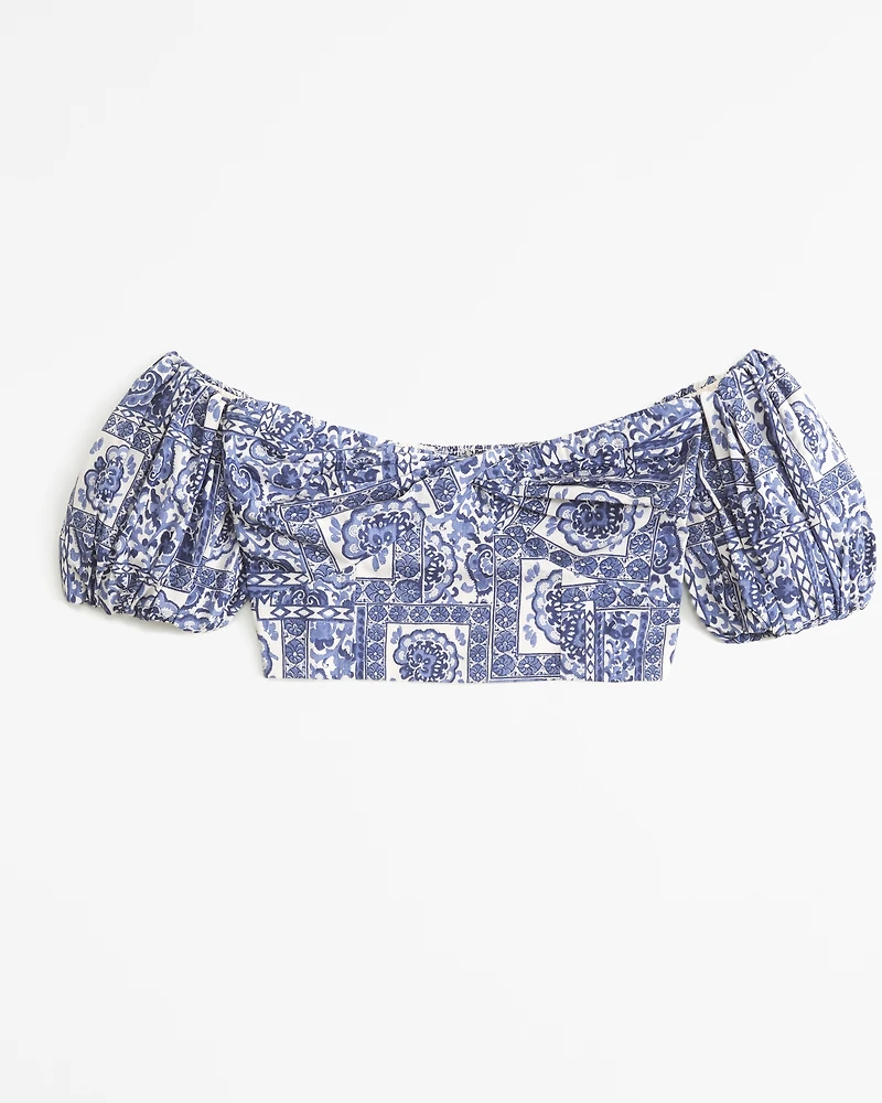 Poplin Off-The-Shoulder Set Top