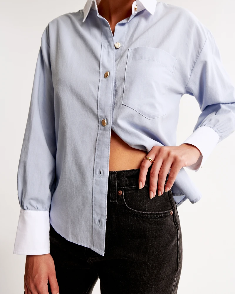 Gold Button Relaxed Oxford Shirt