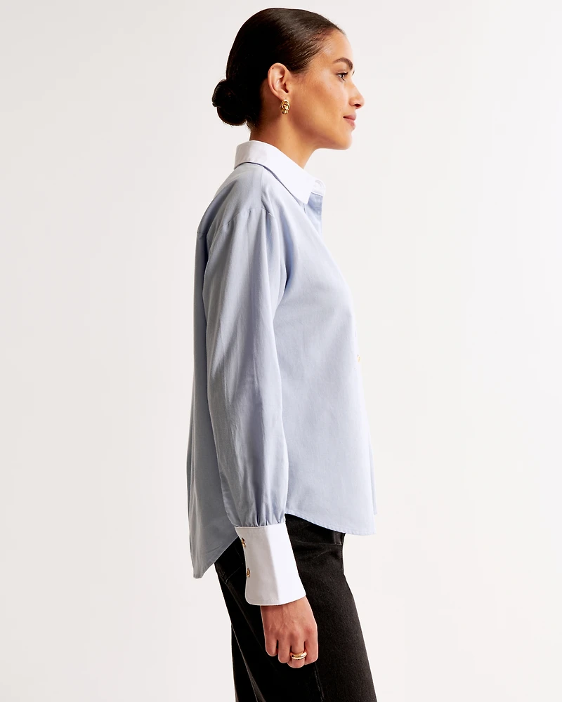 Gold Button Relaxed Oxford Shirt