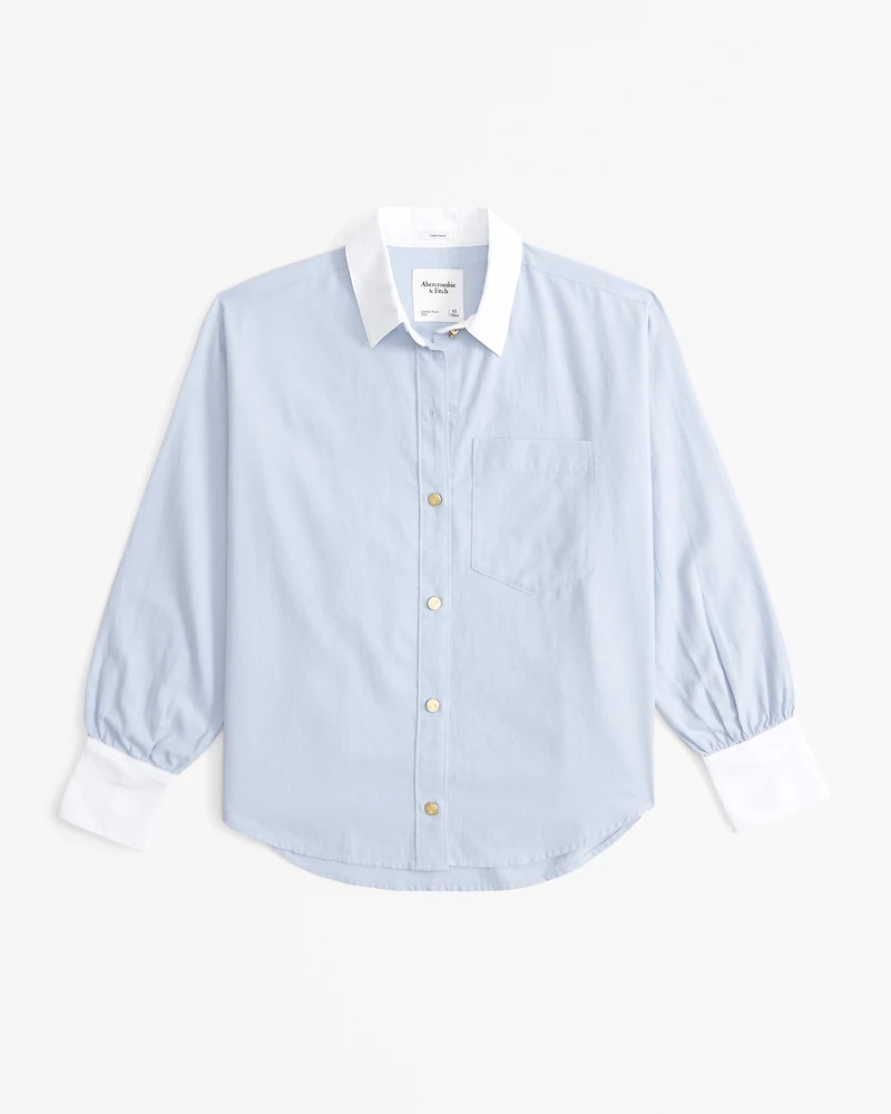 Gold Button Relaxed Oxford Shirt