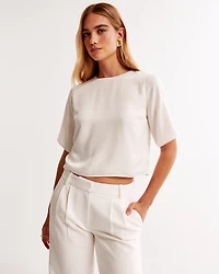 Crinkle Textured Woven Tee