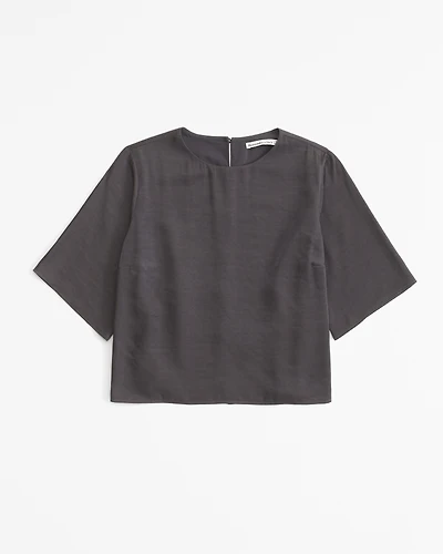 Crinkle Textured Woven Tee