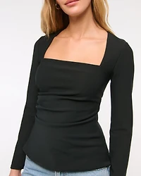 Long-Sleeve Stretch Crepe Portrait Top