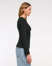 Long-Sleeve Stretch Crepe Portrait Top