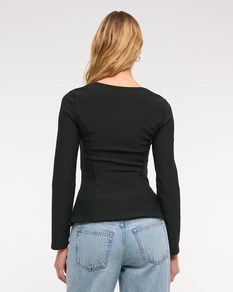 Long-Sleeve Stretch Crepe Portrait Top
