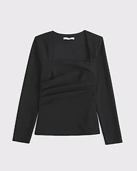 Long-Sleeve Stretch Crepe Portrait Top