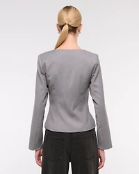 Long-Sleeve Squareneck Tailored Vest