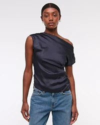 Asymmetrical Draped Satin Top